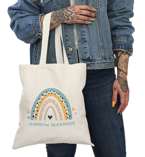 Rainbow Blessings Natural Tote Bag